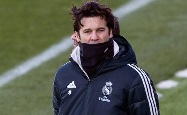 Solari, durante una sesión de entrenamiento en Valdebebas. 