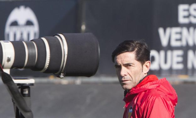 Marcelino, en la ciudad deportiva de Paterna. 