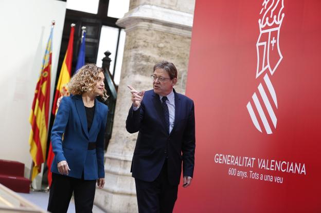 La ministra Batet y el presidente Puig, ayer en el Palau de la Generalitat. 