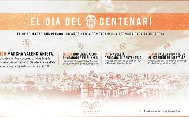Valencia CF | Todos los actos del Centenario del Valencia CF: horarios y programa oficial