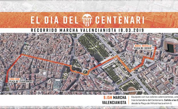 Valencia CF | Horario y recorrido de la marcha del Centenario del Valencia CF