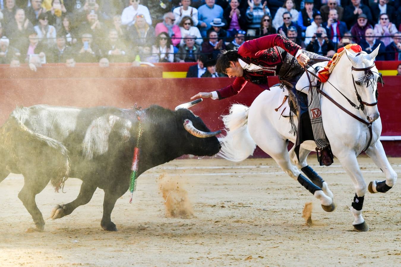 El torero valenciano Enrique Ponce ha sufrido una grave cogida en la corrida de este lunes, 18 de marzo de 2019, en la Feria de Fallas. Su segundo toro de la tarde, el quinto de la jornada, le ha dado una cornada en la parte posterior del muslo izquierdo, justo debajo de la nalga. En la caída, el diestro de Chiva también se ha lesionado la rodilla izquierda y ha tenido que ser hospitalizado, en la Casa de la Salud.