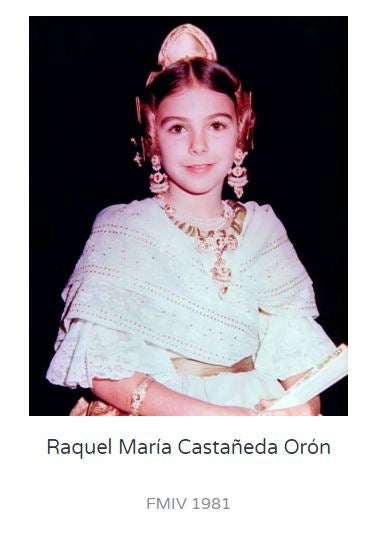 La primera fallera mayor infantil fue Teresa del Sacramento Agramunt y desde 1940 le han sucedido decenas de niñas que representaron a las Fallas con toda su alegría. Entre ellas, dos apellidos muy conocidos: Mari Carmen Martínez Bordiú Franco y Sonsoles Suárez Illana.