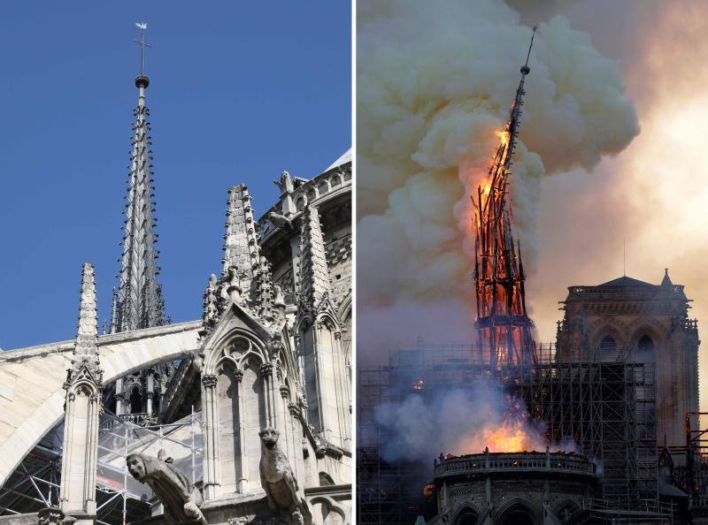 Dos tercios de la techumbre de la catedral de París se han quemado con el incendio del 15 de abril de 2019