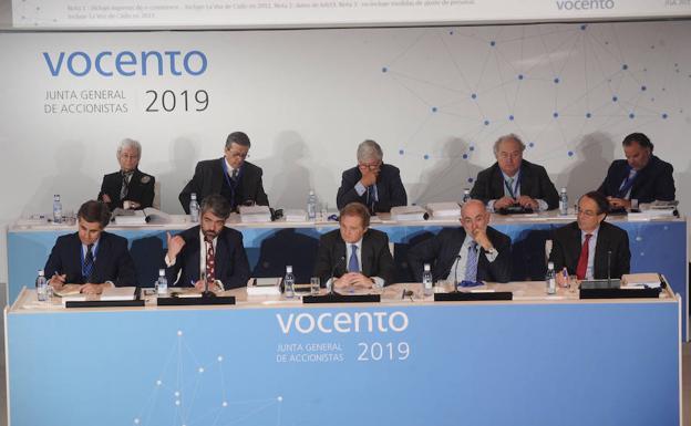 El consejo de administración de Vocento en la junta de accionistas celebrada este miércoles en Bilbao.