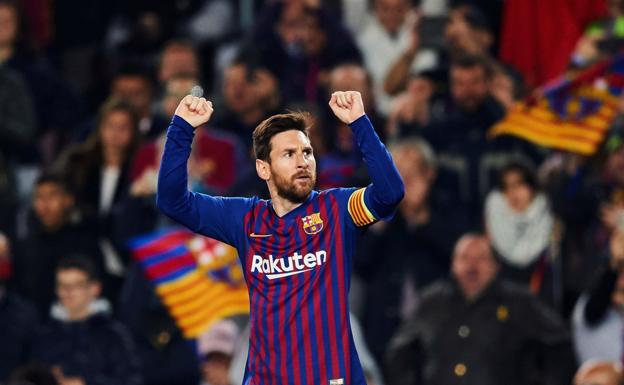 Leo Messi celebra una victoria. 