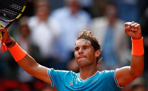 Nadal celebra su victoria ante Auger-Aliassime. 