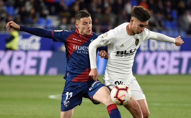 Ferran Torres, en la goleada del Valencia CF al Huesca.