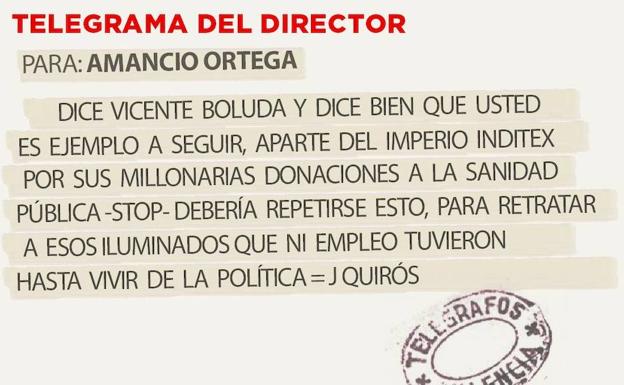 TELEGRAMA PARA AMANCIO ORTEGA