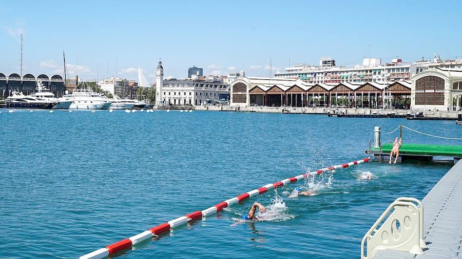 Con 24 metros de largo y ocho de profundidad la piscina, de agua salada, está situada en la dársena interior a la altura del edificio de La Base. La entrada es gratuita y el horario será de 11:30 a 19:30 horas hasta el próximo 12 de septiembre. 