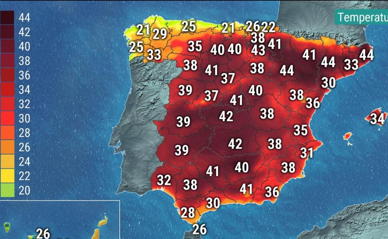 Previsión de temperaturas para el viernes.