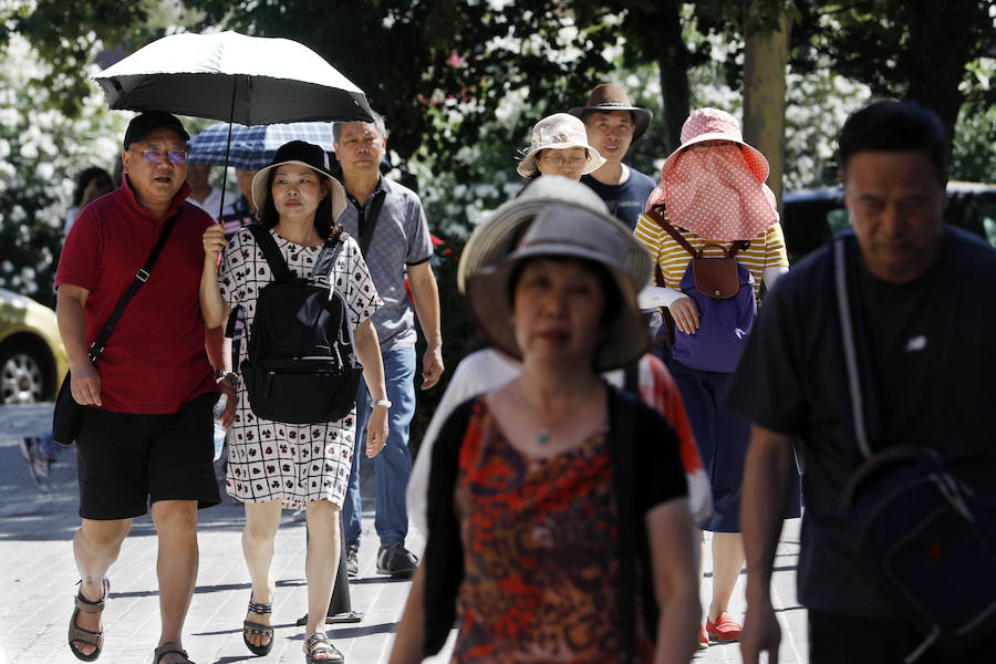 Temperaturas cercanas a los 40 grados en algunas poblaciones y las vacaciones aún lejos para muchos, empujan a los valencianos a buscar fórmulas para combatir el calor. Playas, piscinas y hasta fuentes son buenas para refrescarse. Hasta los animales del Bioparc tienen su ración de helado.