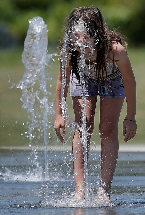 Temperaturas cercanas a los 40 grados en algunas poblaciones y las vacaciones aún lejos para muchos, empujan a los valencianos a buscar fórmulas para combatir el calor. Playas, piscinas y hasta fuentes son buenas para refrescarse. Hasta los animales del Bioparc tienen su ración de helado.