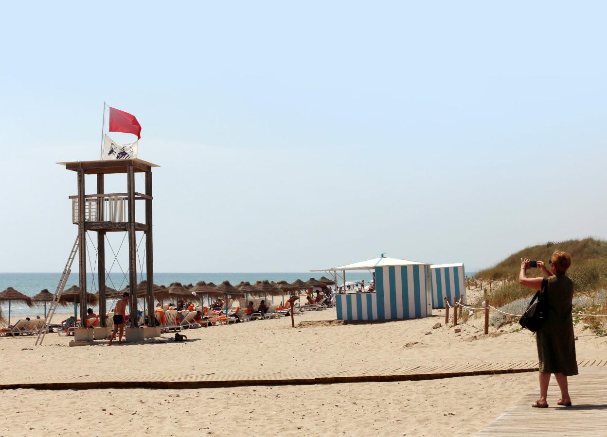 Bandera roja por medusas en el Saler en junio del año pasado. 