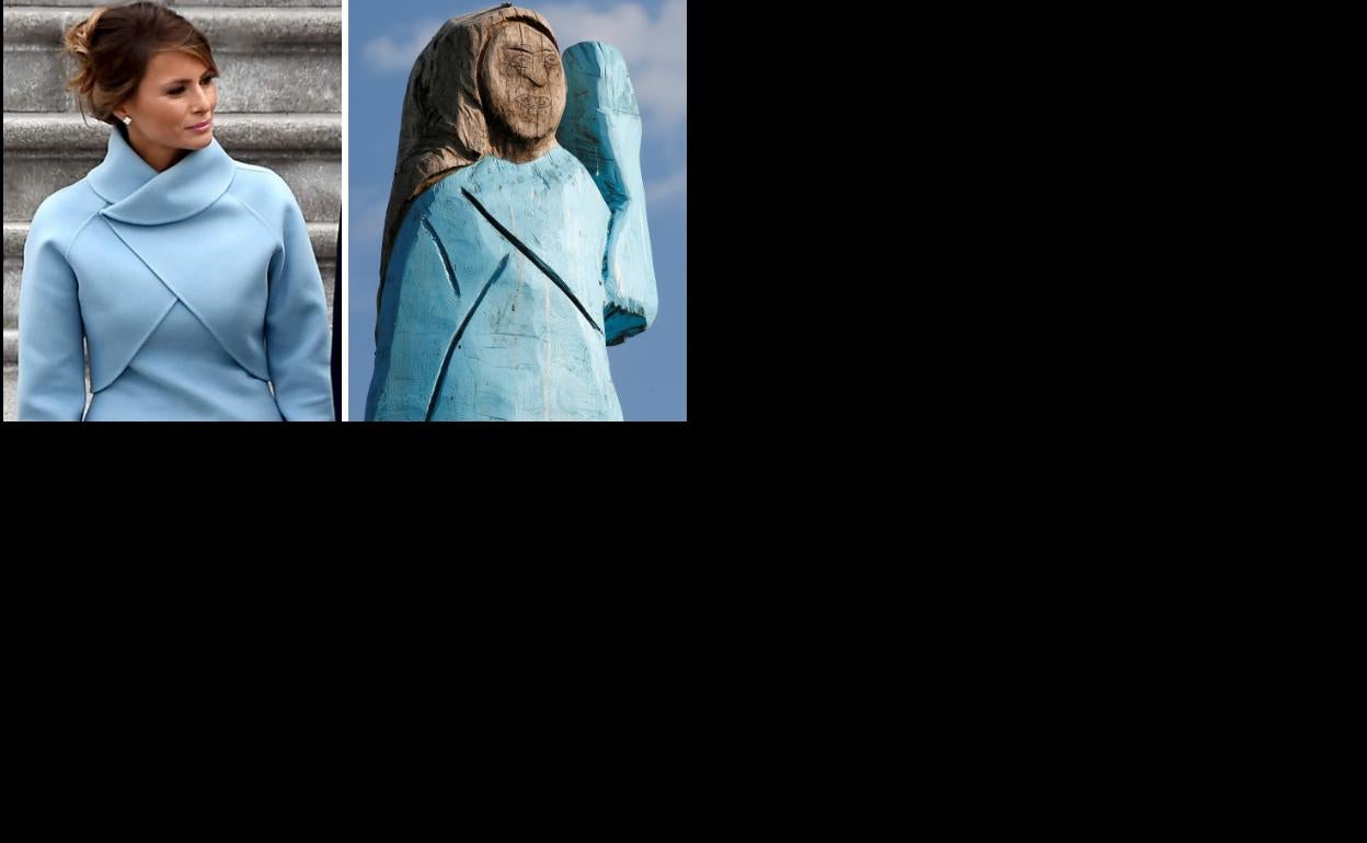 Melania Trump y su nueva escultura. 