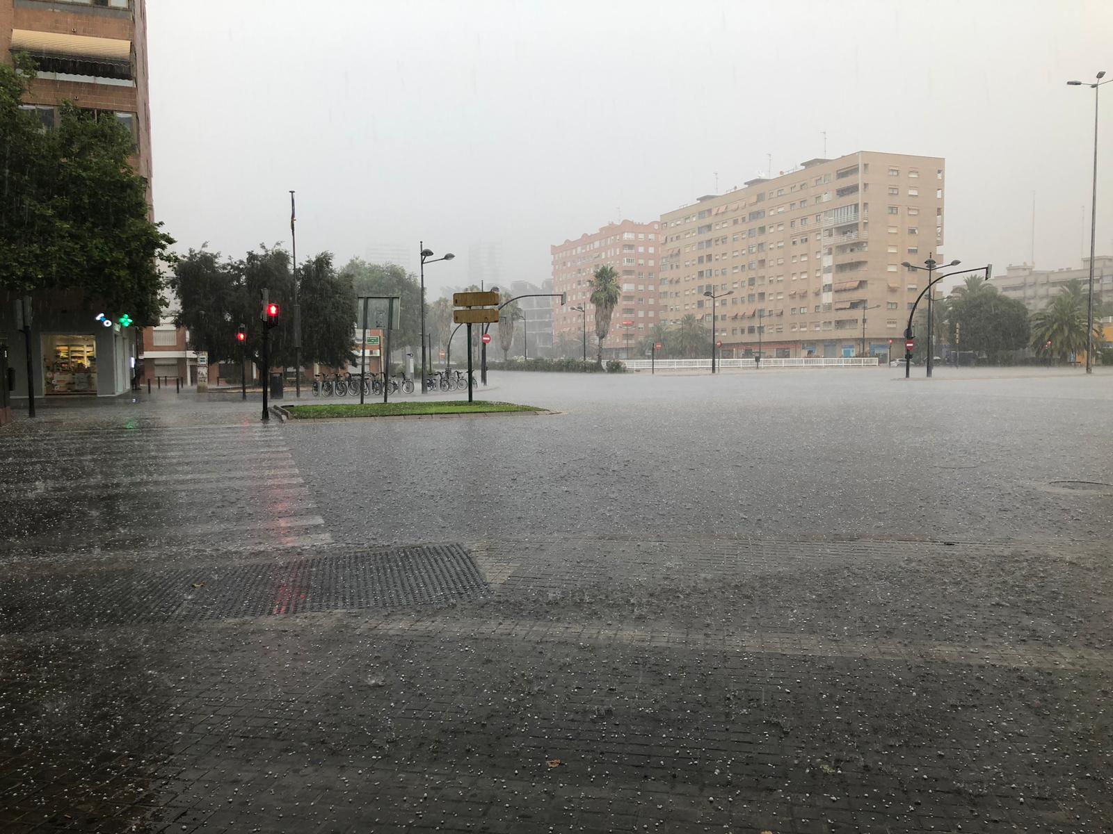 Tormenta de granizo en Valencia el domingo 7 de julio de 2019.