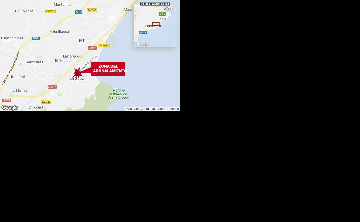 Un británico de 46 años apuñala por la espalda a un joven de 20 tras discutir en un bar de l'Alfàs del Pi