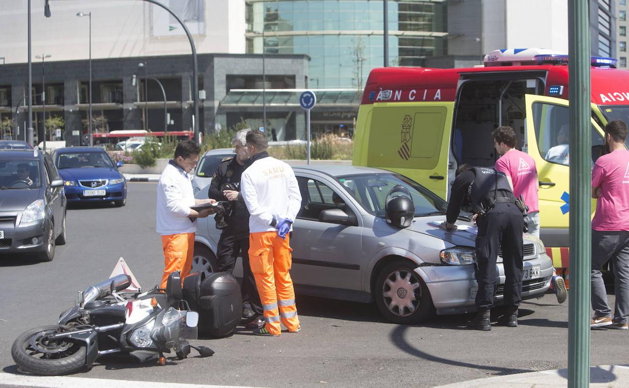 Accidente de motocicleta en Valencia.