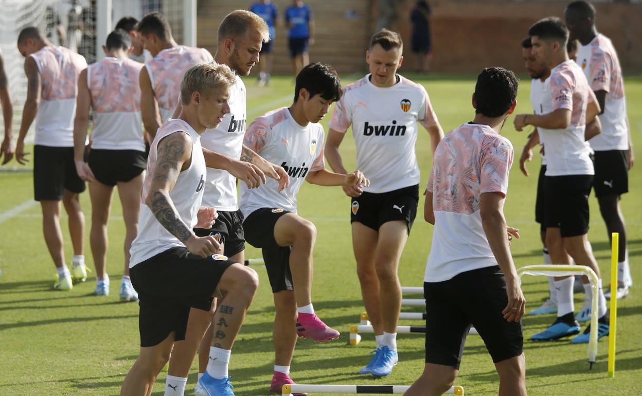 Entrenamiento esta semana del Valencia CF. 