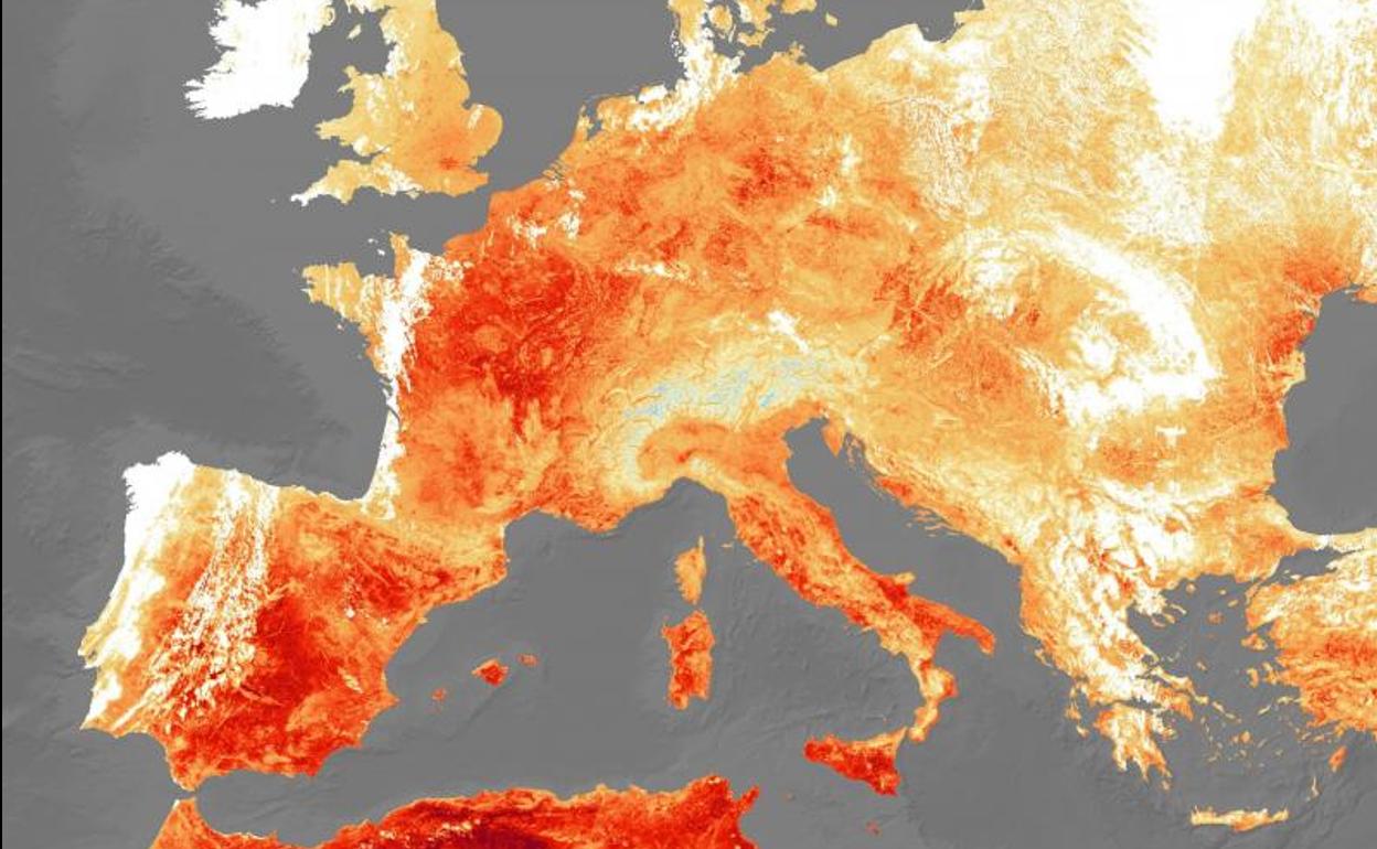 Mapa de calor de la Agencia Espacial Europea (ESA). 