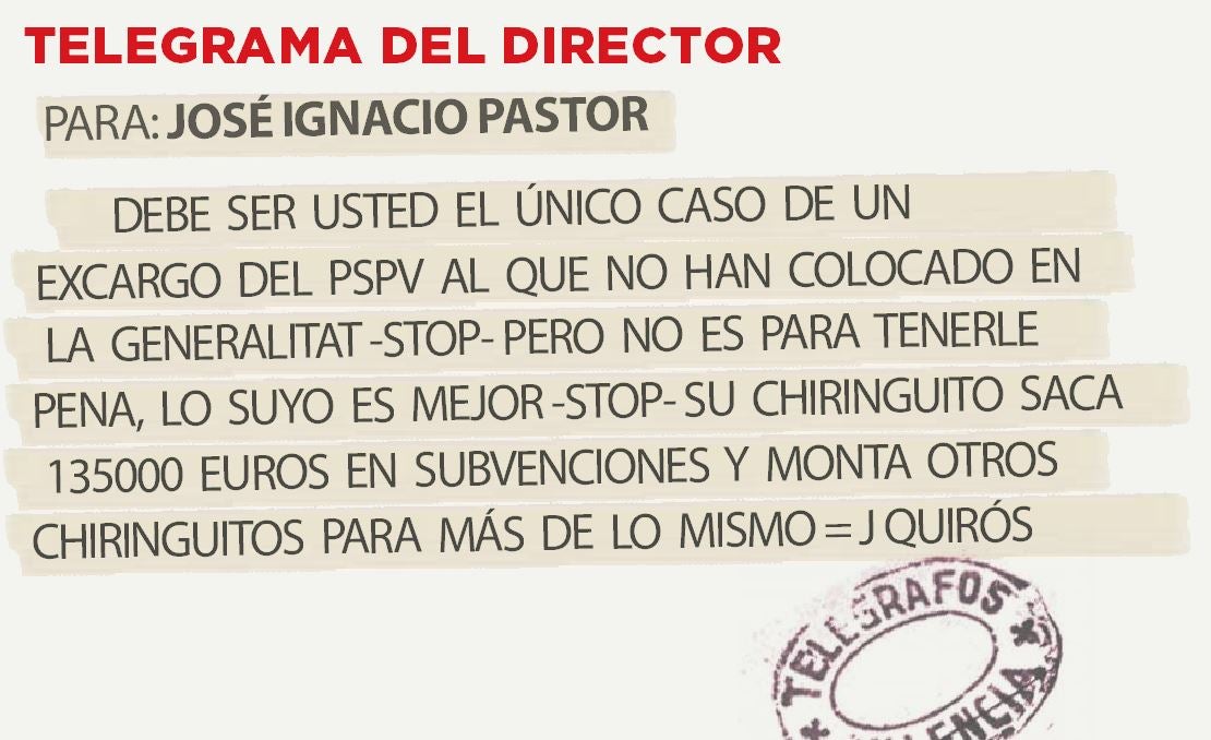 Telegrama para José Ignacio Pastor