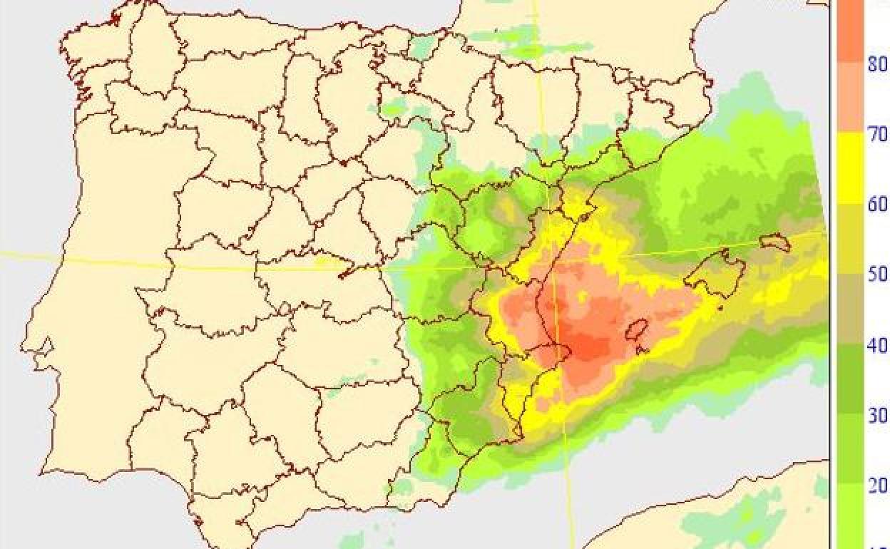 Previsión de tormentas para el martes. 