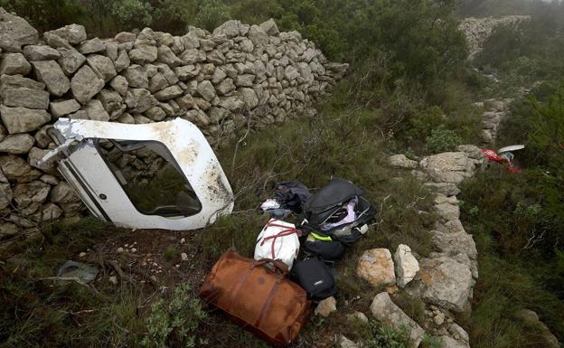 Restos del avión siniestrado, en el término de Pedreguer. 