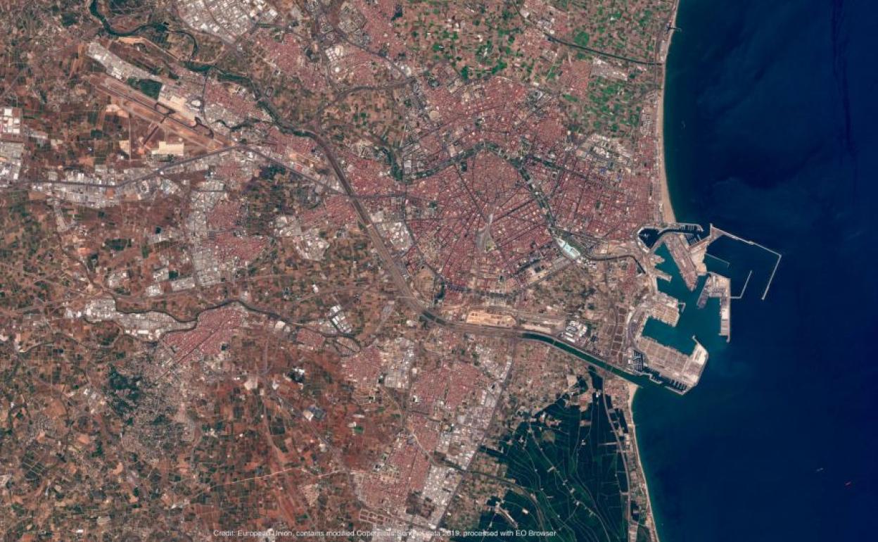 Valencia y su área metropolitana desde el Sentinel 2.