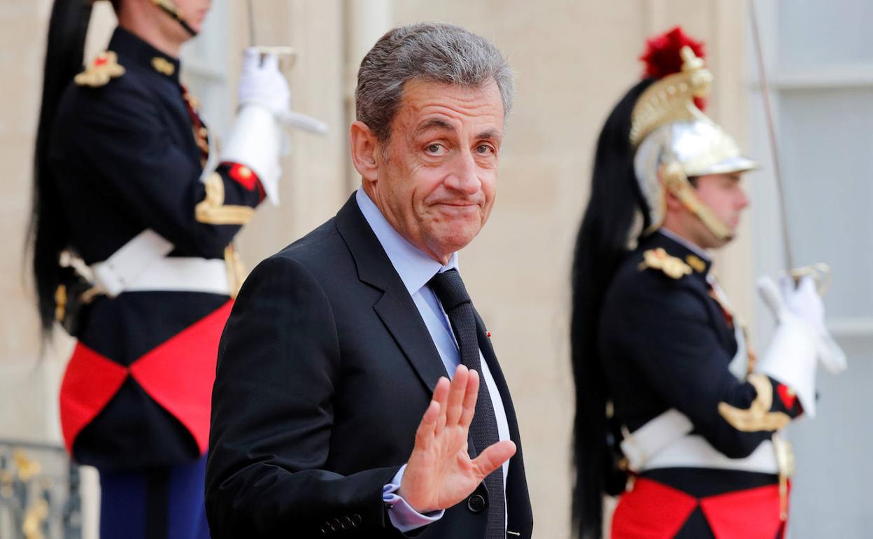 Nicolas Sarkozy, a la salida de la capilla ardiente de Chirac.