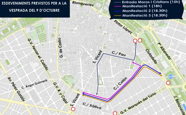 Manifestaciones del 9 de Octubre en Valencia: horario y recorridos