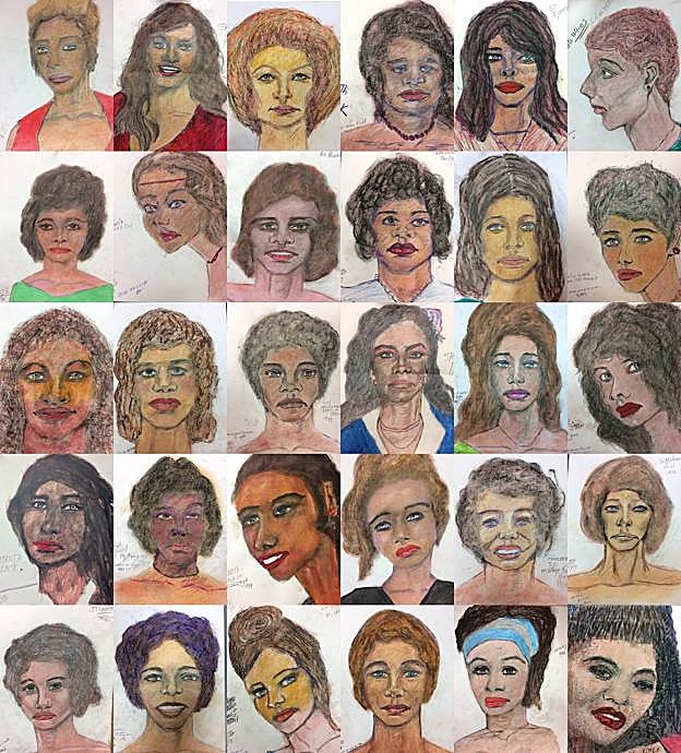 Dibujos de algunas de las víctimas de Samuel Little.