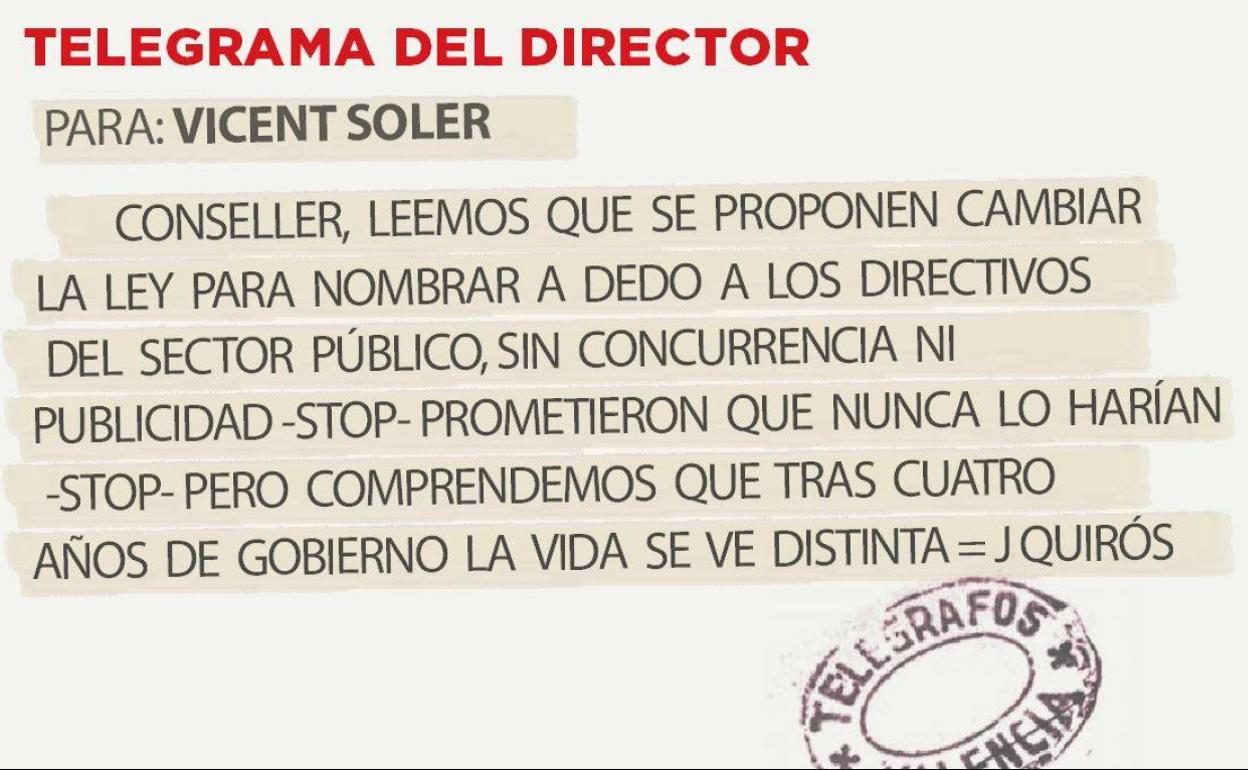 Telegrama para Vicent Soler