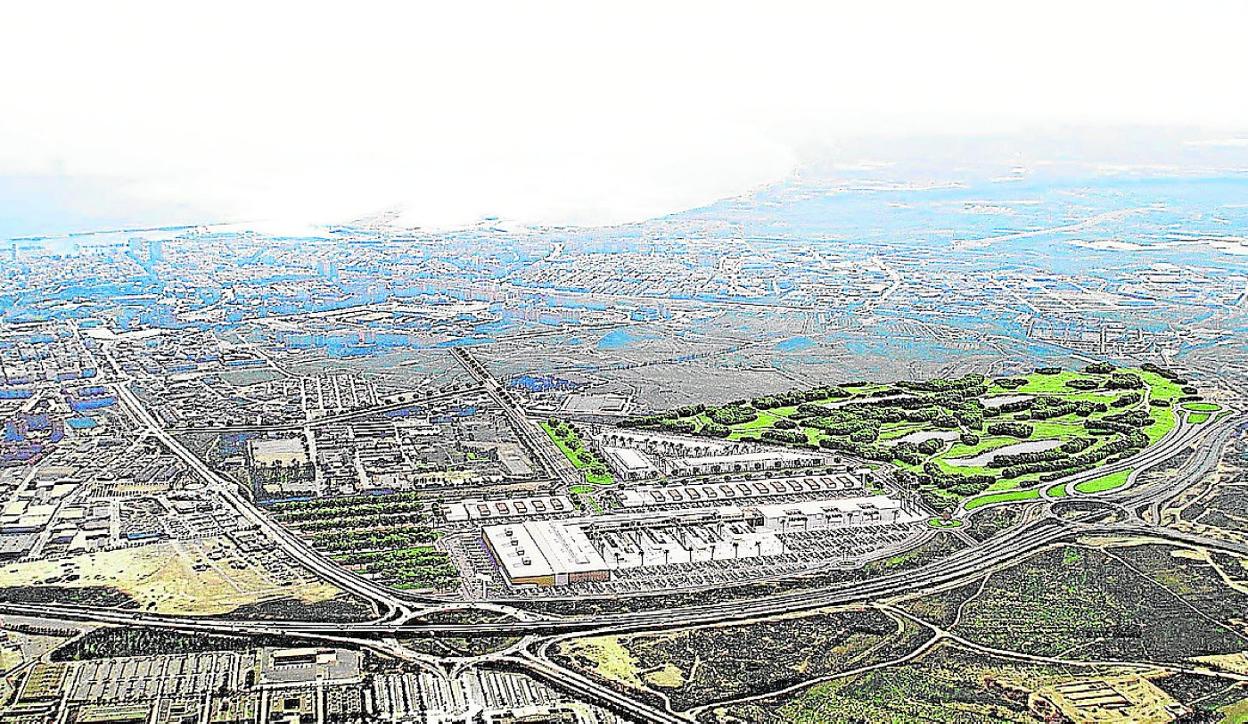 Panorámica de Alicante, con la autovía y el barrio de Rabasa en primer plano. 