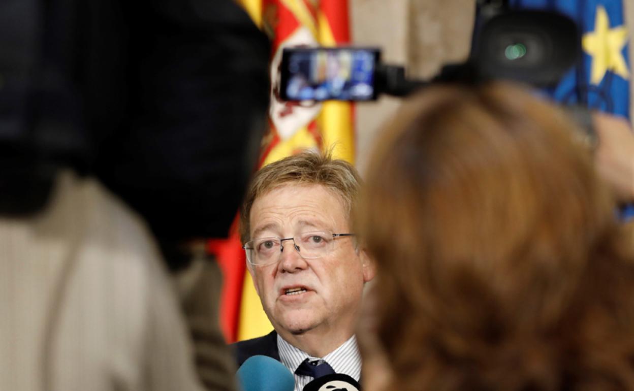 Ximo Puig, durante sus declaraciones este sábado en el Palau de la Generalitat. 