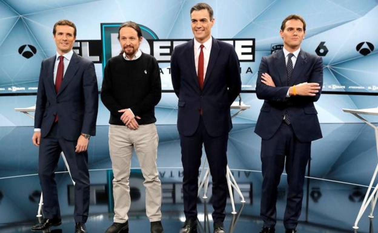 Los partipantes del debate de candidatos anterior a las elecciones del 28A.