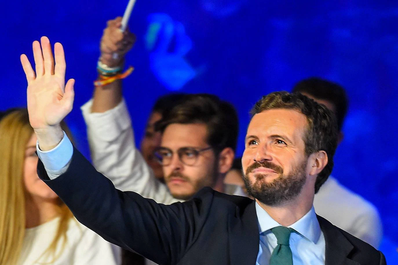 El líder del Partido Popular protagoniza un acto en el Auditorio Mar Rojo del Oceanogràfic de Valencia.