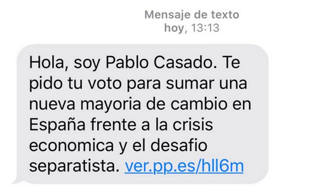 El SMS de Pablo Casado.