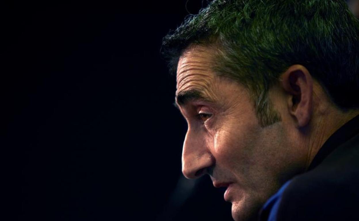 Ernesto Valverde, durante su rueda de prensa previa al Barça-Celta.