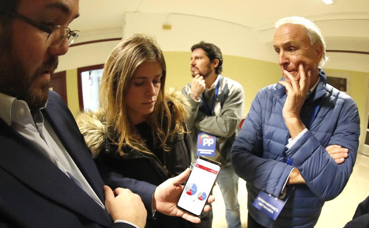 La popular Beatriz Fanjul observa la participación del 10-N en un colegio electoral de Bilbao. 