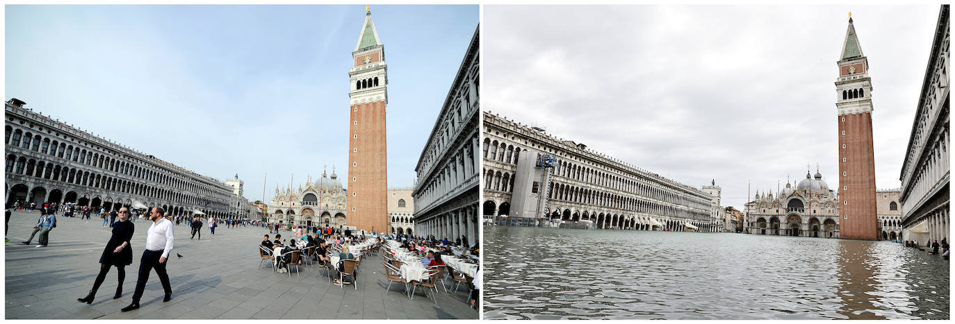 Venecia volvió a sufrir este viernes una gran inundación, después de que el jueves el agua diera algo de tregua, hasta el punto de que el ayuntamiento ha decidido cerrar la emblemática plaza de San Marcos a residentes y turistas. El alcalde de la ciudad de los canales, Luigi Brugnaro, anunció que había decidido cerrar San Marcos por motivos de seguridad, debido al nuevo pico de 154 centímetros que alcanzó a media mañana el «agua alta». Se trata del segundo récord alcanzado esta semana después de la gran inundación de martes, la mayor sufrida por la ciudad en más de medio siglo, con las aguas alcanzando los 187 centímetros.