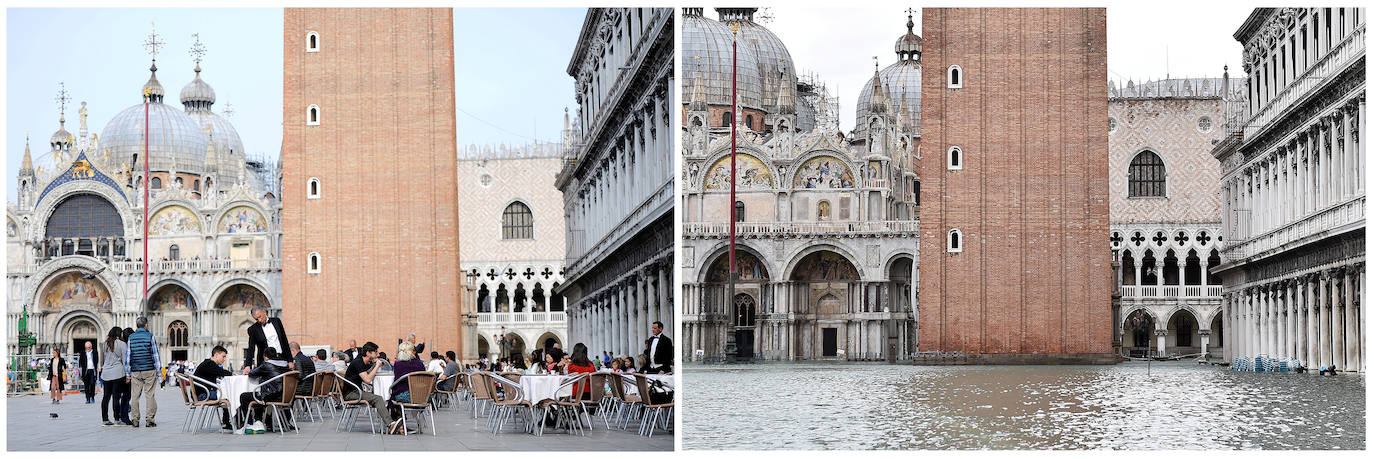 Venecia volvió a sufrir este viernes una gran inundación, después de que el jueves el agua diera algo de tregua, hasta el punto de que el ayuntamiento ha decidido cerrar la emblemática plaza de San Marcos a residentes y turistas. El alcalde de la ciudad de los canales, Luigi Brugnaro, anunció que había decidido cerrar San Marcos por motivos de seguridad, debido al nuevo pico de 154 centímetros que alcanzó a media mañana el «agua alta». Se trata del segundo récord alcanzado esta semana después de la gran inundación de martes, la mayor sufrida por la ciudad en más de medio siglo, con las aguas alcanzando los 187 centímetros.