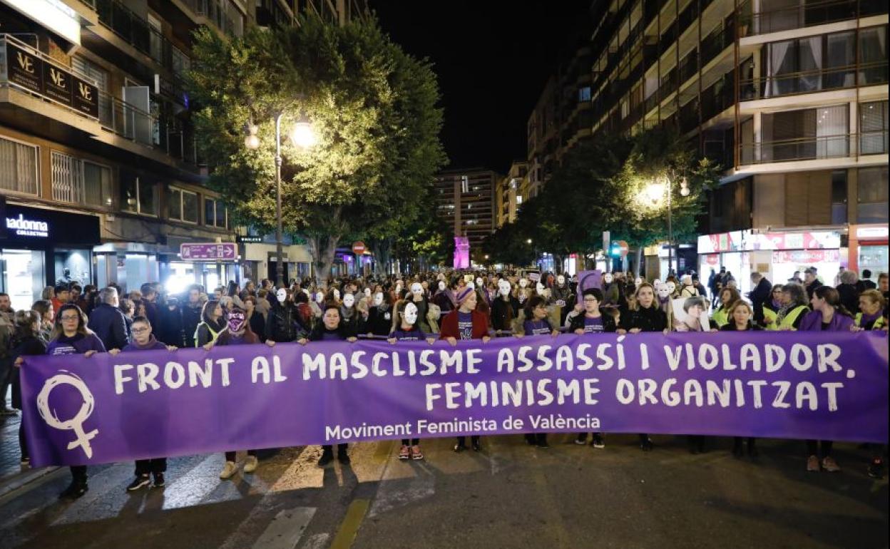 Manifestación del 25N en la ciudad de Valencia.