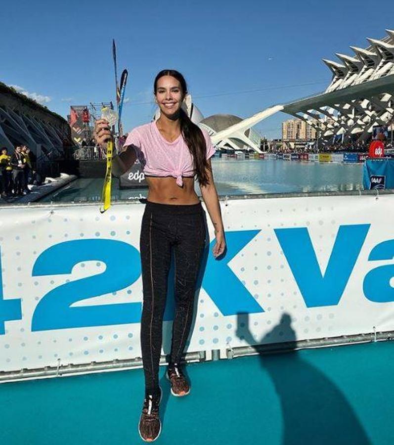 Cristina Pedroche, después de correr la 10K de Valencia.