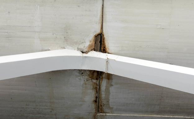 Imagen principal - Suciedad, filtraciones o falta de pintura afean el entorno de uno de los imanes turísticos de Valencia, cuyo primer edificio se inauguró hace dos décadas. Cacsa ya prepara la restauración del hormigón del Museo de las Ciencias.