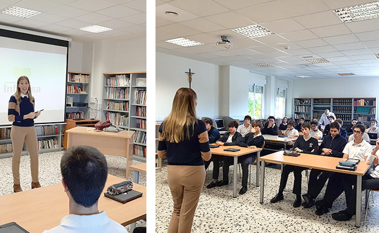 Momentos de la charla de mentorización en Cumbres School Valencia. 