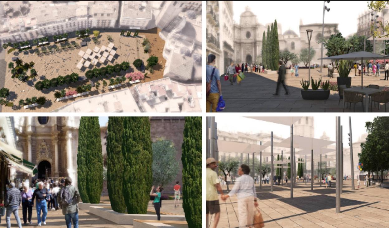 Zonas de descanso, farolas de 12 metros y juegos de diseño en la nueva plaza de la Reina