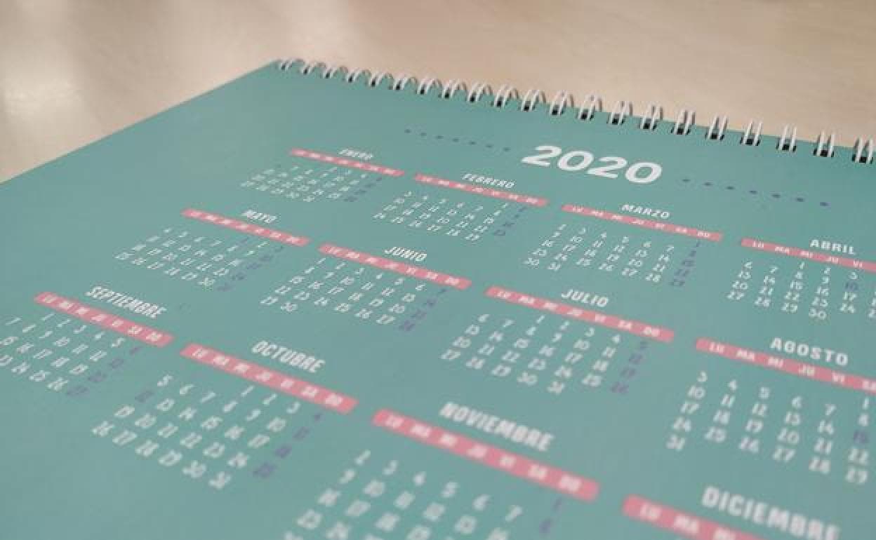 Calendario del año 2020. 