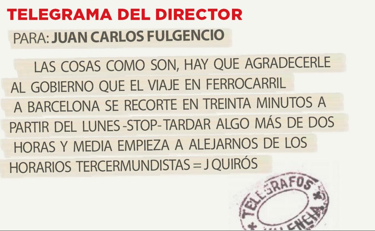 Telegrama para Juan Carlos Fulgencio