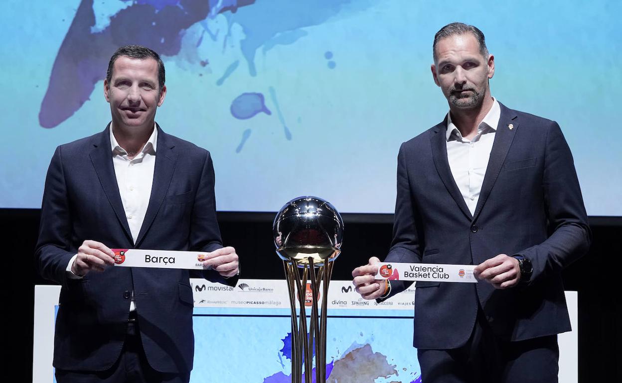 Nacho Rodríguez y Víctor Luengo posan tras el sorteo de la Copa del Rey. :: 
