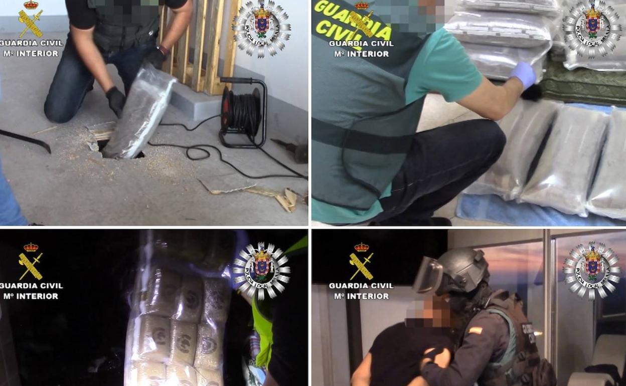 Uno de los detenidos e incautación de drogas durante la operación de la Guardia Civil. 